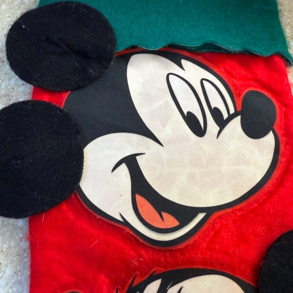 Vintage Disney Red and Green Mickey & Minnie Christmas Stocking Holiday - Picture 9 of 13